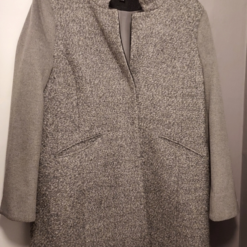 Kenneth Cole Gray Coat Faux Lambswool Snap Closure Adj Collar Sz XL